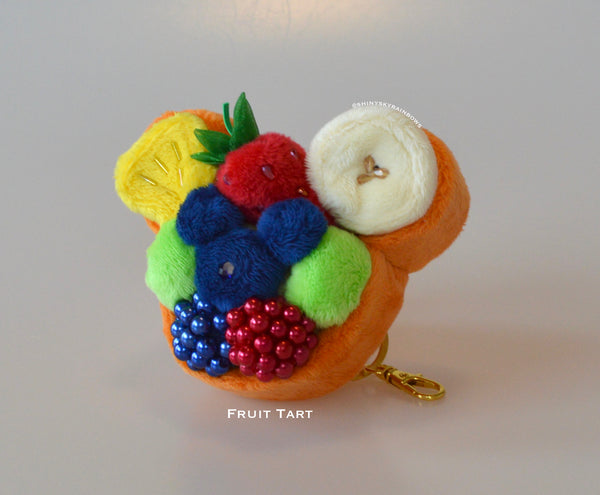 1 Fruit Dessert Plush Keychain Accessory Ornament, Macaron and Tart Plush Keychain