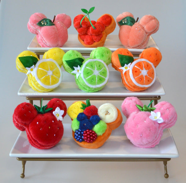 1 Fruit Dessert Plush Keychain Accessory Ornament, Macaron and Tart Plush Keychain