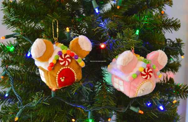 1 Dessert Plush Accessory Ornament Keychain, Cheesecake Plush, Golden Brown or Pink Holiday Gingerbread House Plush Accessory