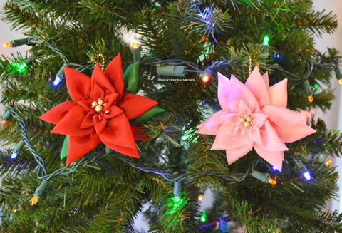 Red or Pink Holiday Poinsettia Keychain