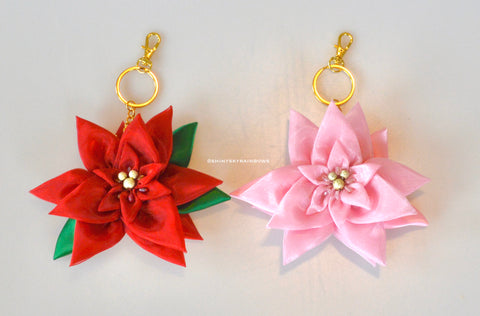 Coming soon, October 1st at 6pm PST/ Pre-order (ship in 2-4weeks) Red or Pink Holiday Poinsettia Keychain