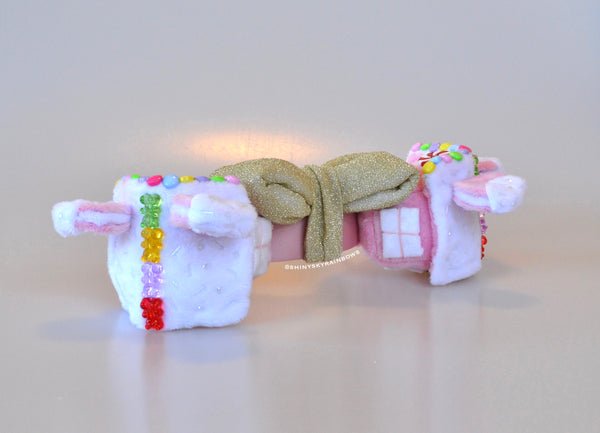 Coming soon, October 1st at 6pm PST/ Pre-order (ship in 2-4weeks) Holiday Pink Gingerbread Houses Ears