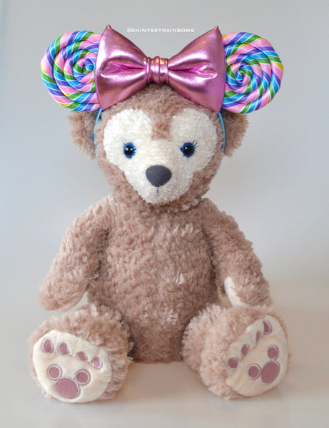 Light pink bow, Pastel Rainbow Lollipop Ears