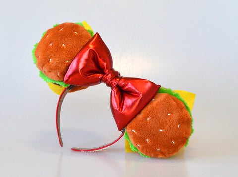 Coming soon, May 12th at 6pm PST/ Pre-order (ship in 2-4 weeks) Cheeseburger Ears with bow