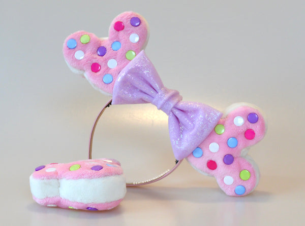 Please message us your choice of bow color after your purchase. 1 Mouse Shaped Cookie Ice Cream Sandwich Ears, Ice Cream Cookie Ears