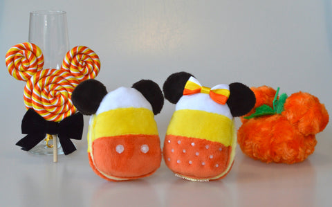 Coming soon, August 3rd at 6pm PST/ Pre-order (ship in 1-3 weeks) 1 Halloween Accessory Keychain, Fluffy Pumpkin Plush, Halloween Candy Corn Macaron and Lollipop Keychain Accessory