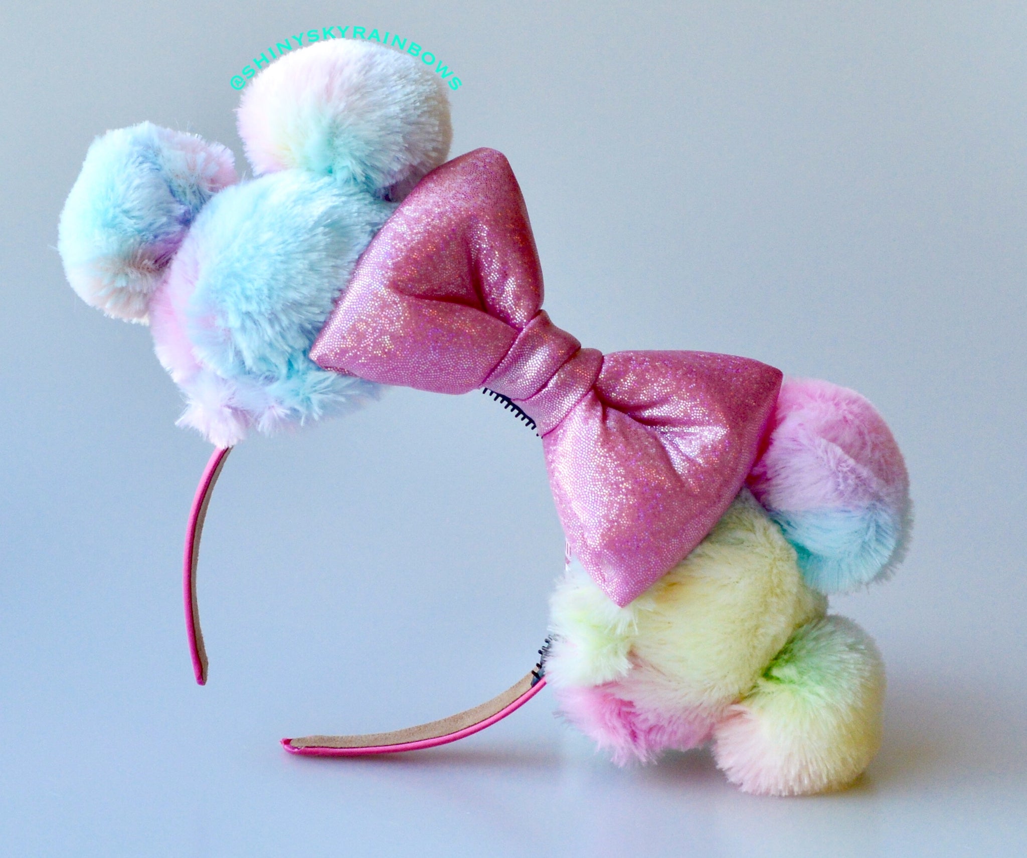 Rainbow Sherbet Ears / Pink Bow
