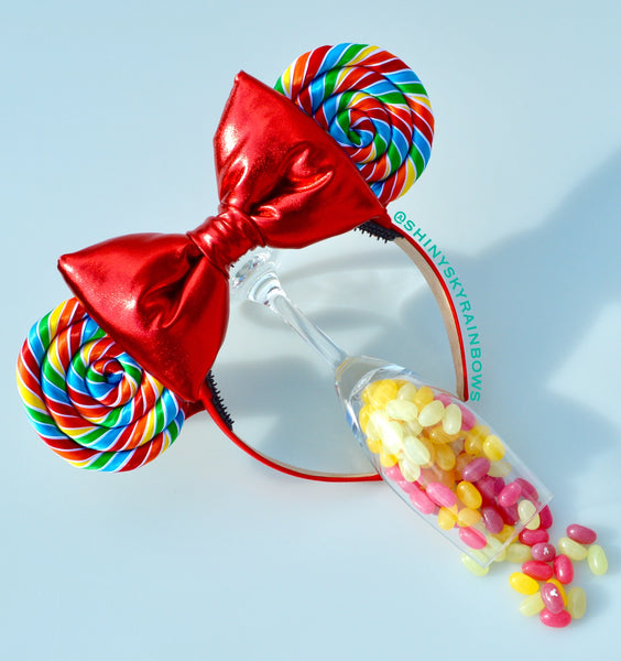 Classic Rainbow Lollipop Ears (upgraded with beads on the back)