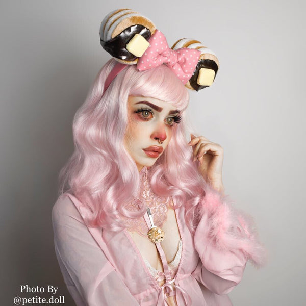 Pancake Ears /Polka dot pink bow