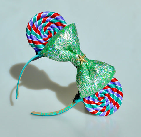 Mermaid Lollipop Ears (Green Bow)