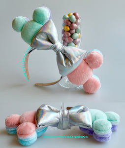 Colorful Pastel Macaron Ears, Pastel Green and Pink (Front)