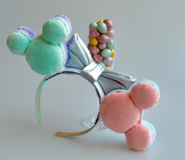 Colorful Pastel Macaron Ears, Light Purple and Light Blue (Front)