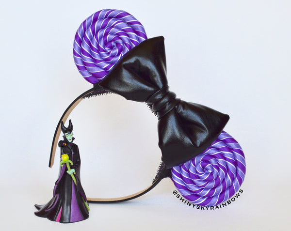 Black bow, (upgraded with beads on the back) Black bow, Purple Lollipop Ears